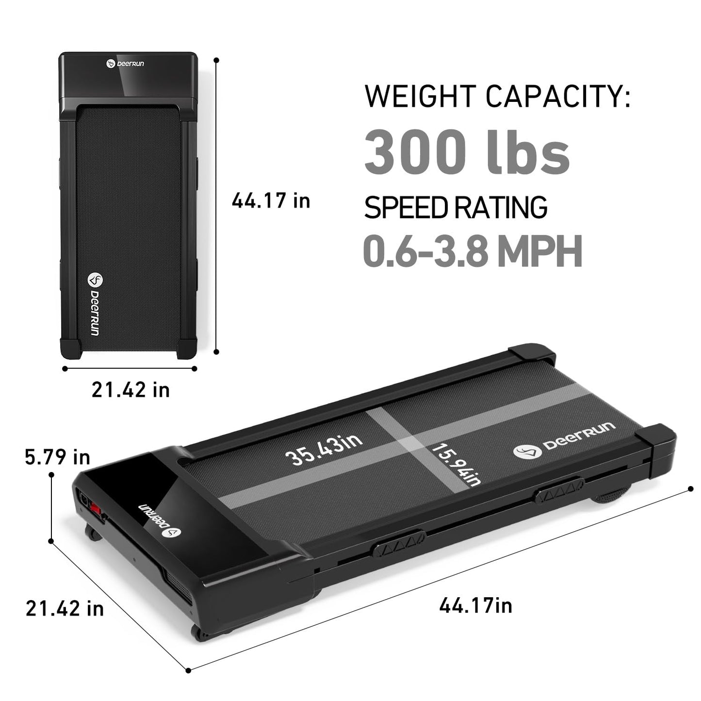 DeerRun Walking Pad Treadmill with Incline, 12% Auto Incline Under Desk Treadmill, 3.0 HP, 300 lb Capacity, Portable Treadmill for Home Office, Remote & App Control