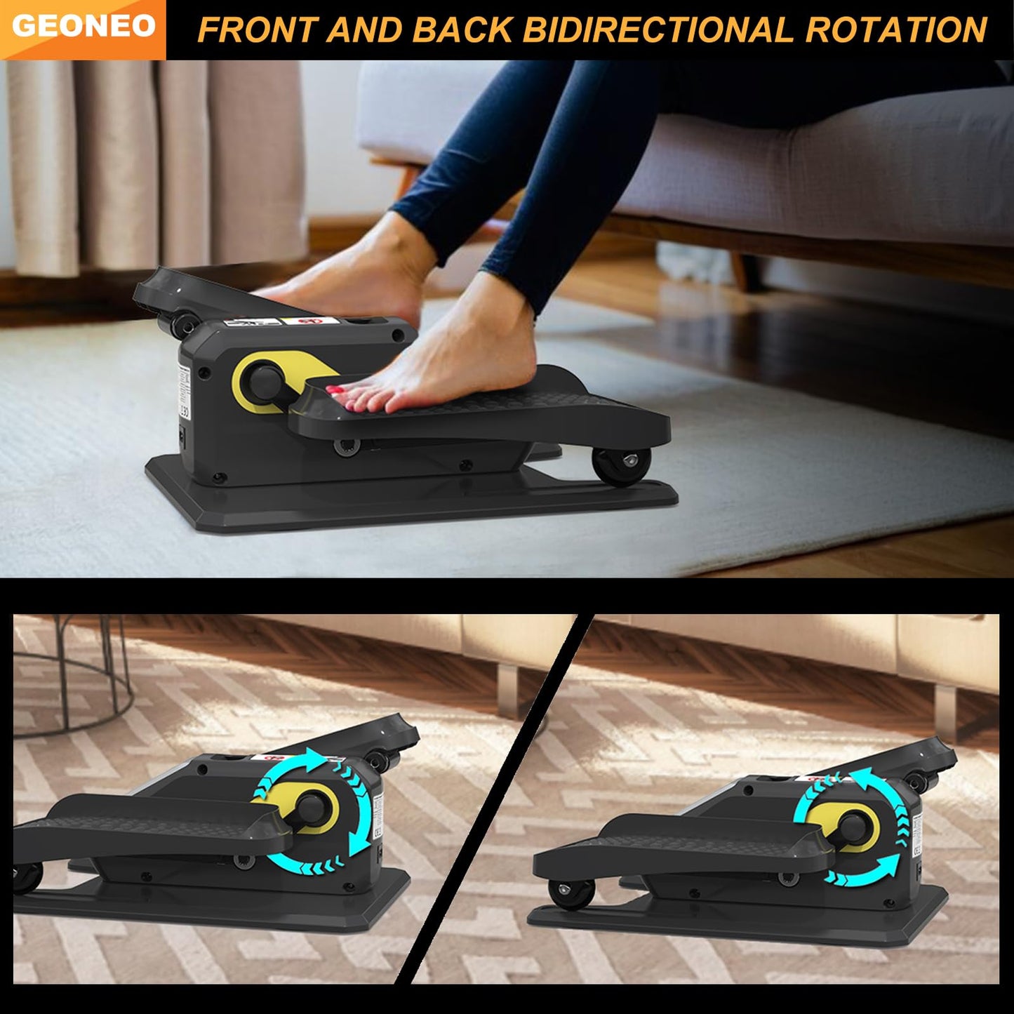 Under Desk Elliptical Machine, Electric Elliptical Exerciser for Senior, Quiet & Small Electric Seated Pedal Exerciser for Home with Monitor, Remote Control & 12 Adjustable Speeds (Black)