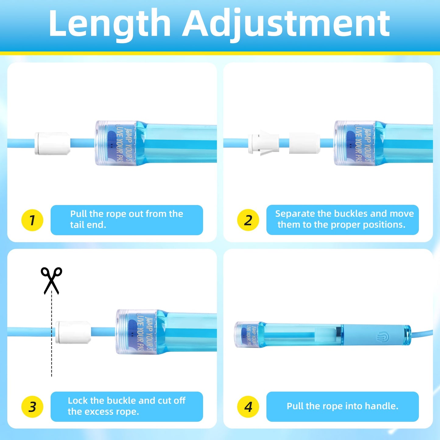 YUEDONG Kids' Double Bearing Jump Rope - Adjustable 2.8m Durable PVC Skipping Rope with Anti-Slip Grip & Fingerprint Grooves for Boys & Girls, Smooth Fast Spin for Home Exercise & School PE (1, BLUE, 280MM)