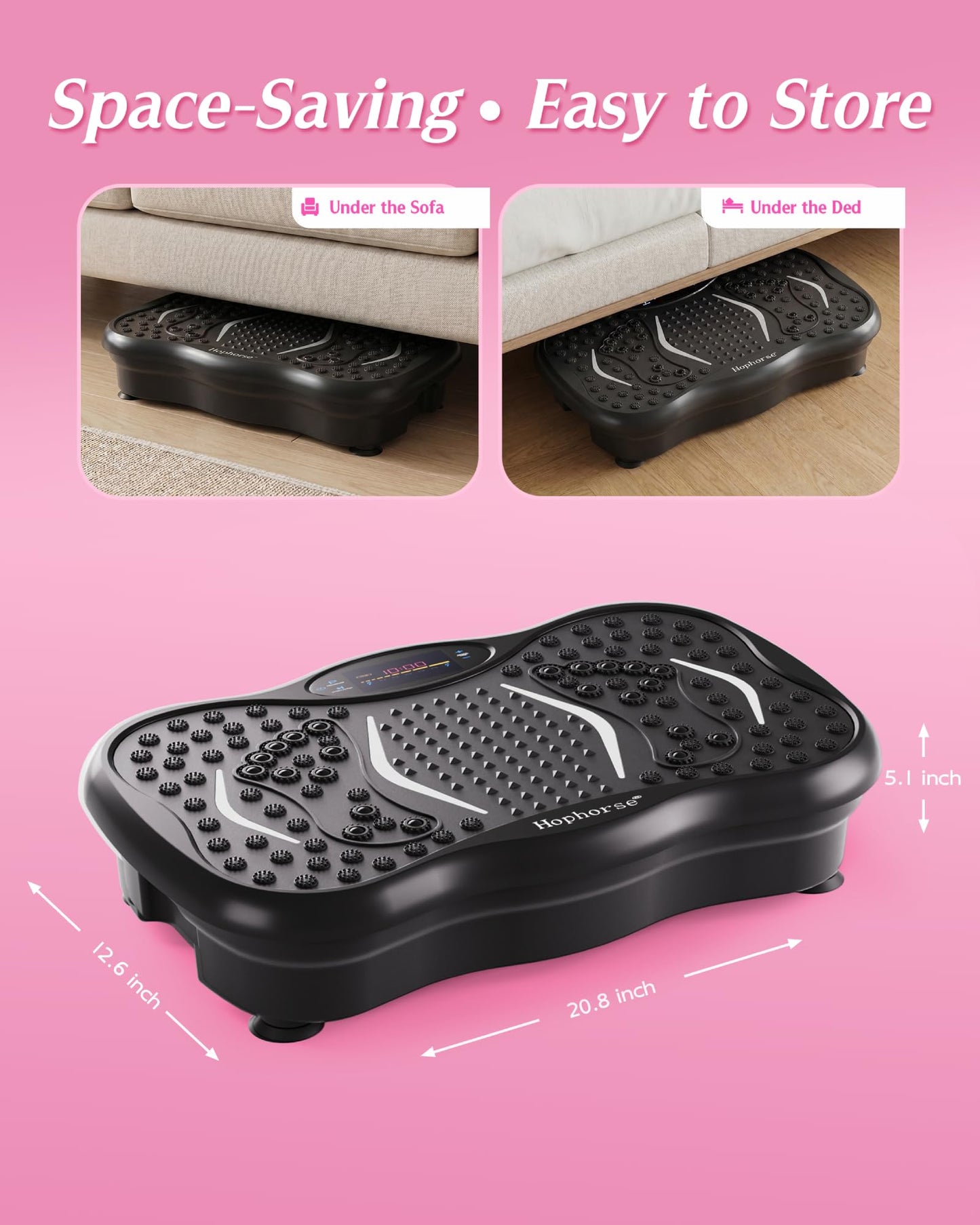 Vibration Plate Exercise Machine for Lymphatic Drainage, 180 Speeds Vibrating Fitness Platform for Full Body Workout and Weight Loss, 300 Lbs Capacity with Resistance Bands and Bluetooth for Women Men
