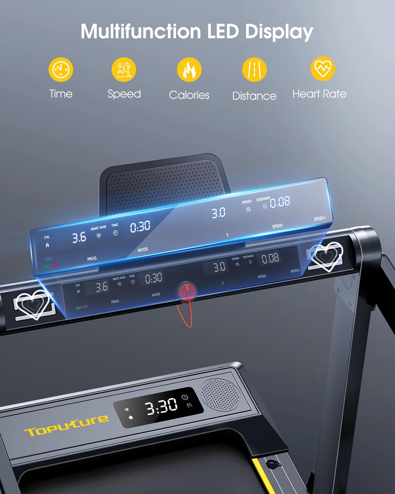 TOPUTURE Walking Pad Treadmill with 12% Incline & Handle Bar, Treadmills for Home with Bluetooth Speaker, Under Desk Treadmill Folding Walking Pad with APP & Remote Control