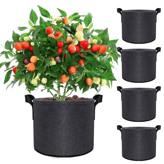 MGMGART 5 Pack 10 Gallon Grow Bags Heavy Duty Non-Woven Thickened 350G Fabric Planter Pots for Outdoor Plants, Garden Planting Containers with Reinforced Handles, Potato Tomato Vegetable Flower Pots