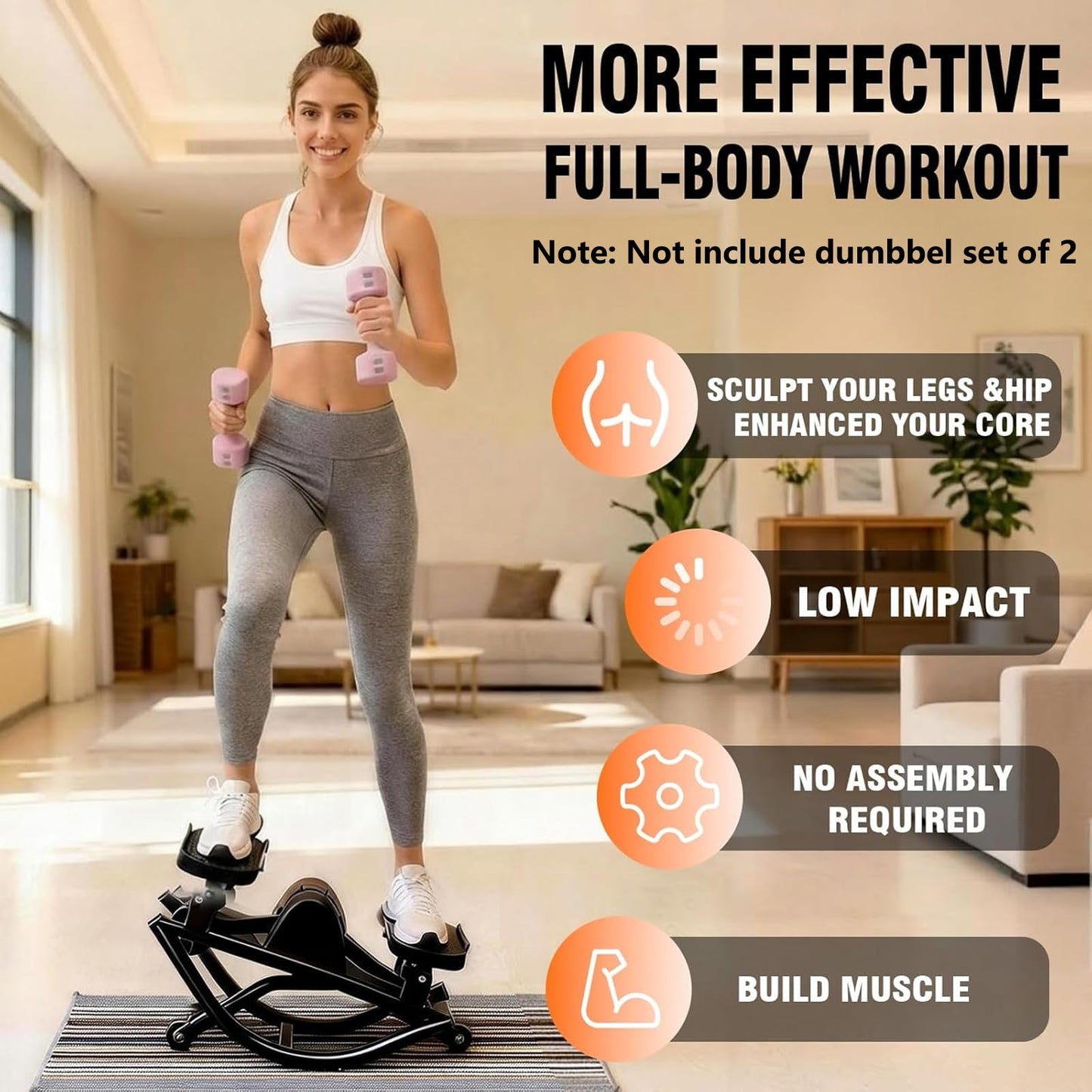 Flexella Rock Stepper for Exercise at Home, Lateral Rocking Stepper with Digital Counter & Resistance Bands, 330 LBS Weight Capacity & Low Impact, Ski Machine Full Body Workout Equipment (Black)