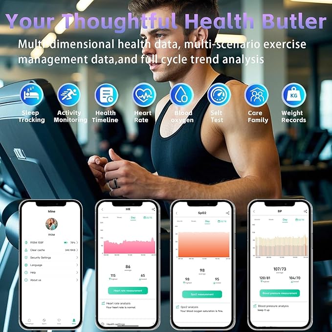 Smart Ring for Men Women ??Fitness Tracker Ring with Heart Rate, SpO2, Blood Pressure, Sleep Monitoring, Step & Calorie Counter, No Subscription Fee, iOS & Android Compatible (Black, 10)