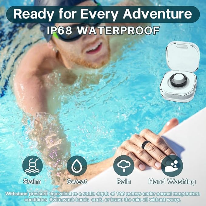 Smart Rings for Women Men,Fitness Tracker Ring,Heart Rate,Blood Oxygen,Blood Pressure,Step Tracker,Sleep Monitoring,No Subscription Fee,IP68 Waterproof Smart Ring for iphone&Android(Silver 12)