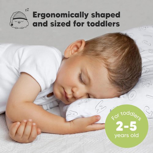 My Little Dreamy Toddler Pillow - Organic Cotton Travel Bed Pillow with Soft Pillowcase | 13x18, Machine Washable for Ages 2-5