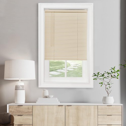 Achim Home Decor Cordless Mini Blinds - Light Filtering, 31" Width x 64" Length, Alabaster Color