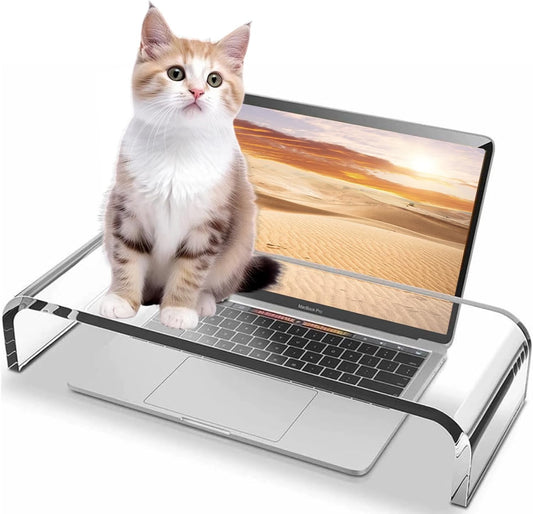 VAOLLO (14"/7.1"/3.6") Clear Monitor Stand Riser, Computer Monitor Stand/Acrylic Monitor Riser for Home Office Laptop