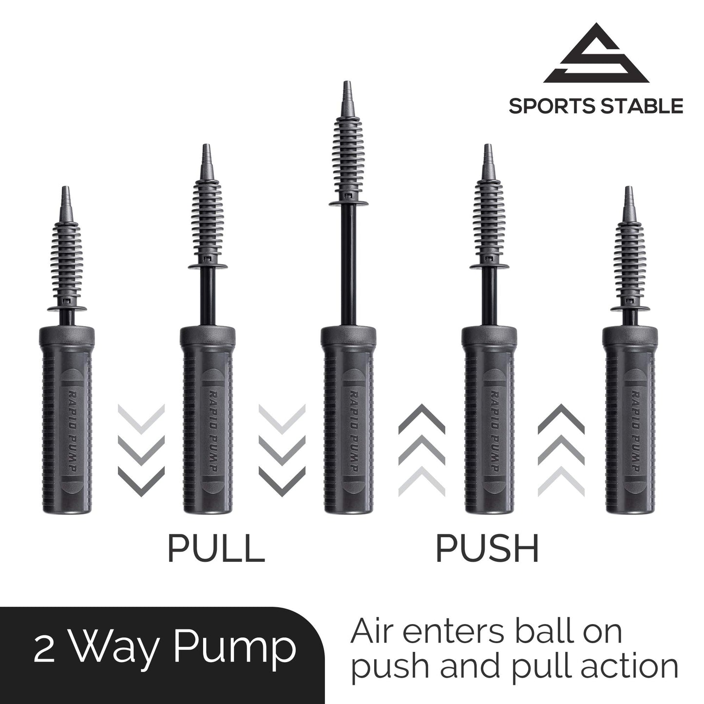 Sports Stable Dual Action Exercise Ball Pump – Inflates on Push & Pull – Manual Air Pump for Yoga, Swiss & Stability Balls, Pool Inflatables & Party Balloons