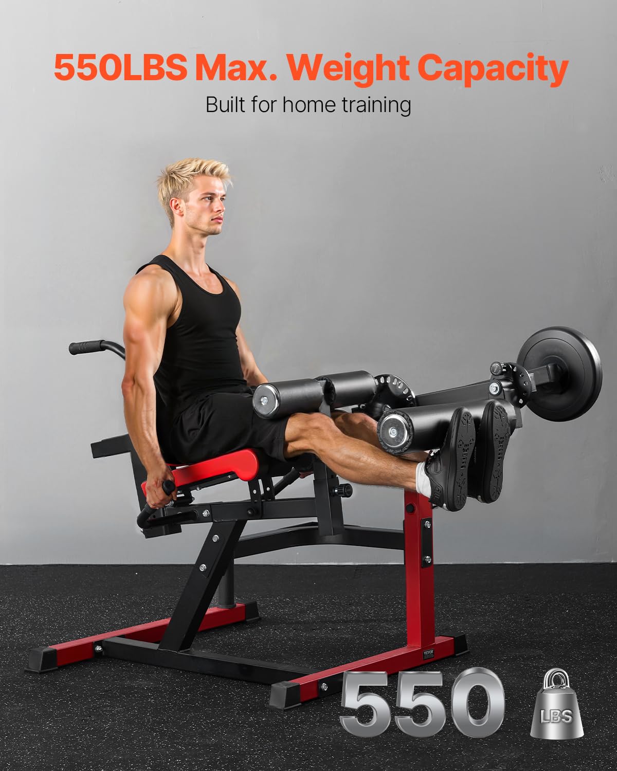 VEVOR Leg Extension and Curl Machine, Seated Leg Rotary Extension for Thigh, Adjustable Lower Body Specialty Exercises Equipment, Heavy Duty Workout Bench for Home Gym, 550 LBS Capacity