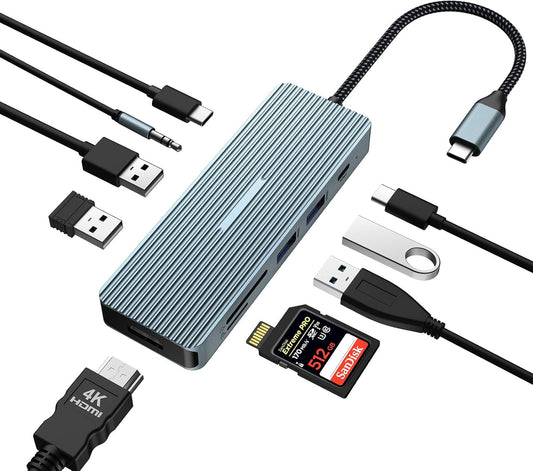Tymyp 10 1 4K 2 3.0 3.0, 2 2.0, 100W 3.5mm in USB C Docking Station, Adapter with HDMI, x USB Ports, USB-C x USB PD