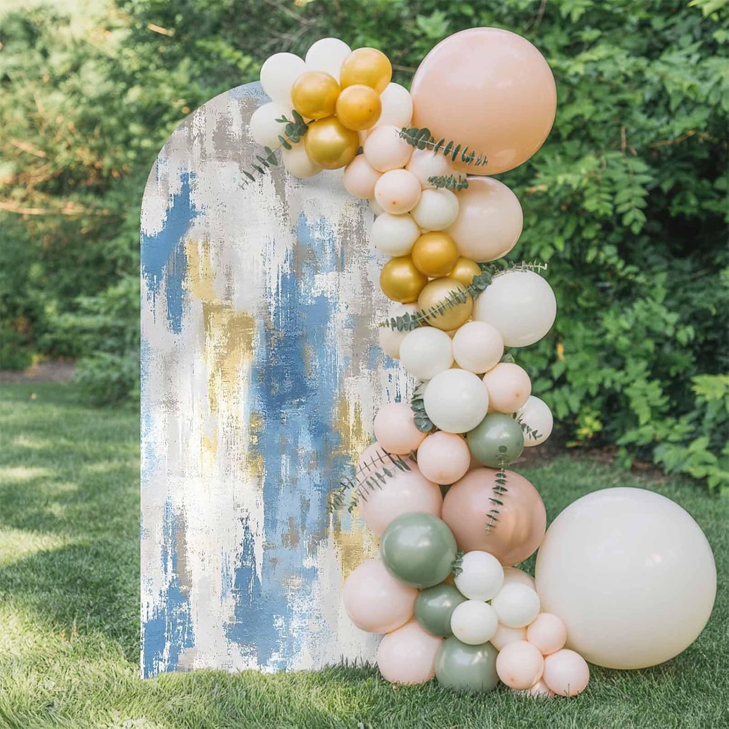Jnbasdffb 6.6 Blue Gray Ombre Wedding Arch Cover, Stretchy Spandex Arch Backdrop Stand Covers FT, Vintage Abstract Art