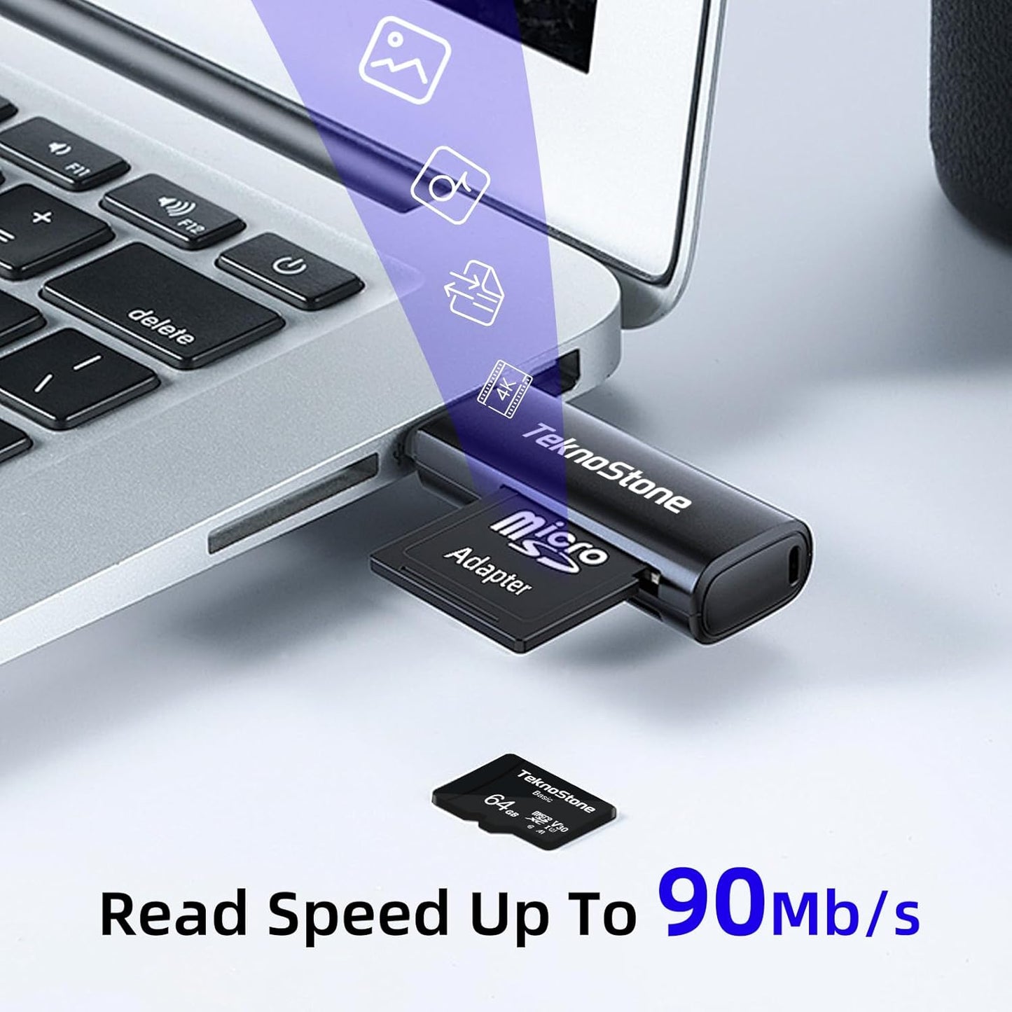 Teknostone 64GB 90MB/s 50MB/s C10 U3 V30 A1 (3 Packs) Basic MicroSDXC Flash Memory with Adapter Read Write UHS-I Rated