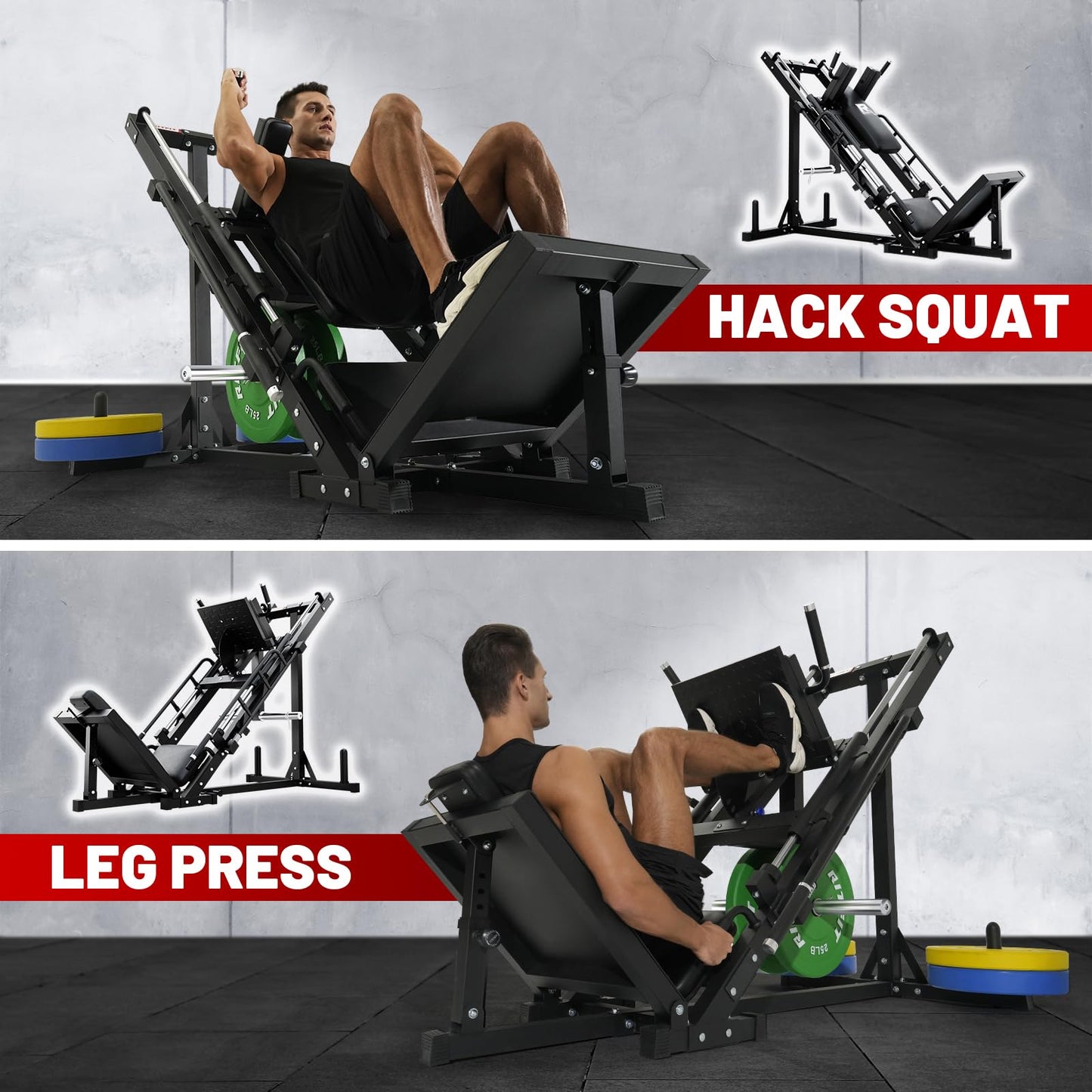 RitFit Leg Press Hack Squat Machine, Professional Adjustable Leg Press Machine for Home Gym with Linear Bearing, Full Lower Body Workout with Weight Storage