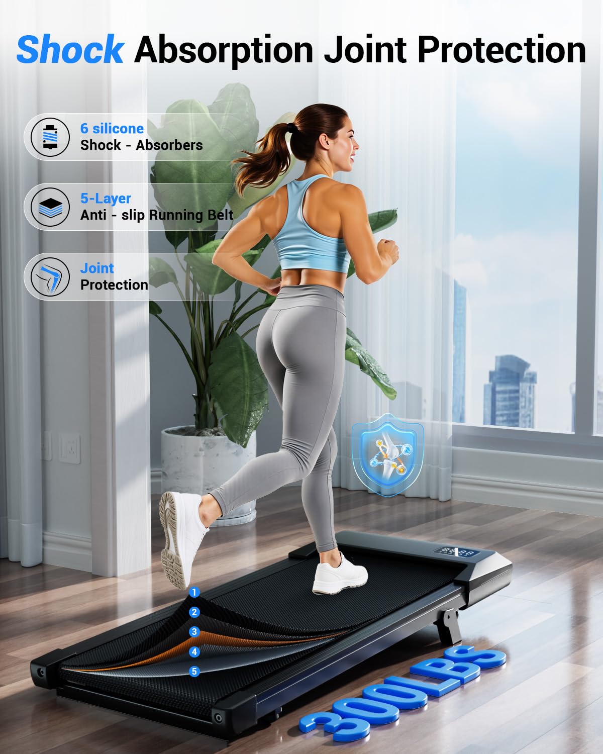 Superun Walking Pad with 6% Incline, Under Desk Treadmill for Home Office, 3 in 1 Portable Walking pad Treadmill with Remote Control and LED Display, 2.5HP Quiet Mini Treadmills, 300 lbs Capacity