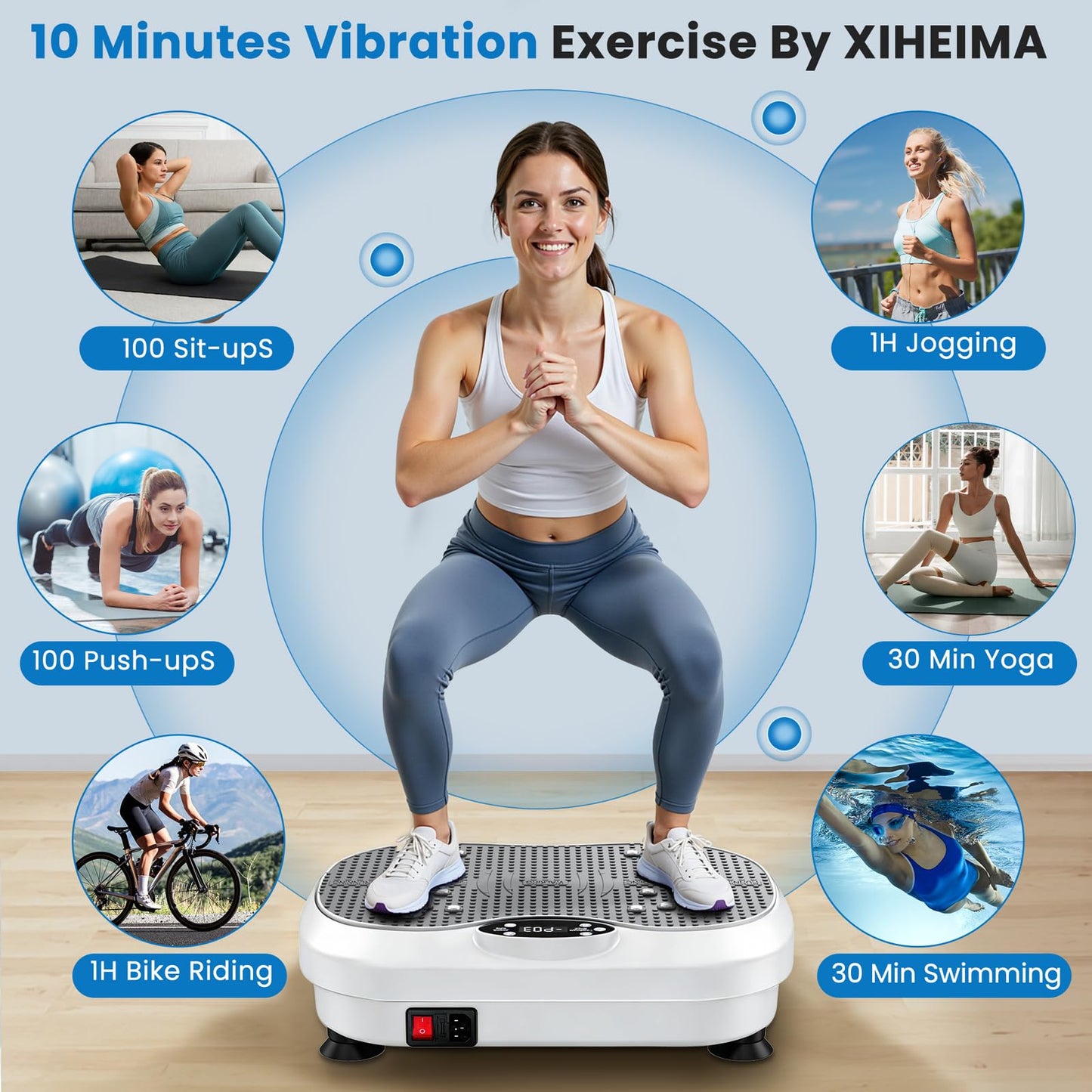 NISILIN Vibration Plate Exercise Machine for Lymphatic Drainage with 200 Levels, Whole Body Fitness Workout Equipment Stand Shake Board Sport Gym for Weight Loss Fat Burner for Women Men (White)