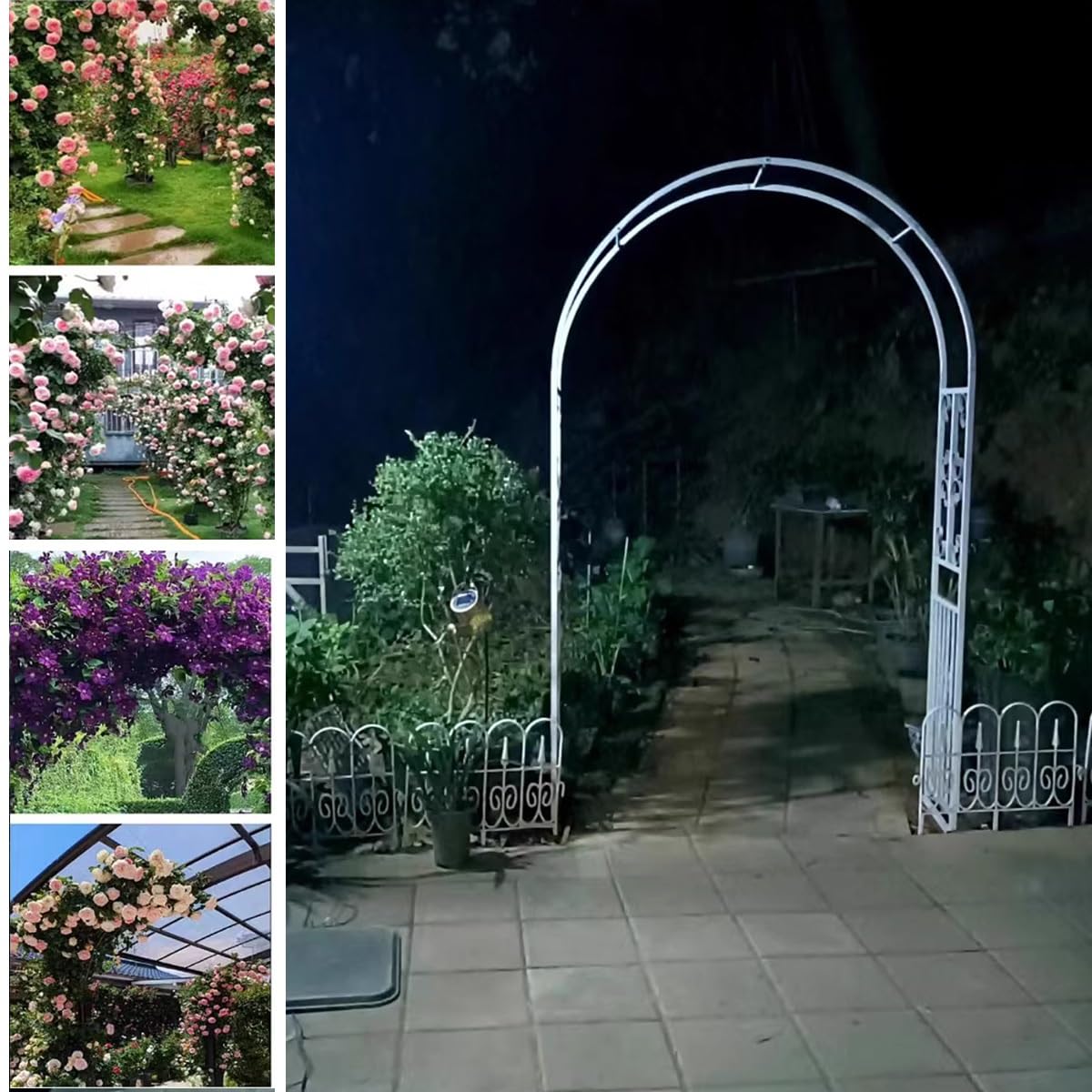Hltzyzbl Garden Trellis Arbor Metal Arch Heavy Duty Roses Outdoor Arbour for Various Climbing Plant Easy-to-Assemble Stable W8.5ft X H7.5ft, W9.8ft X H7.5ft, W11ft X H7.5ft(White,W(8.5ft))