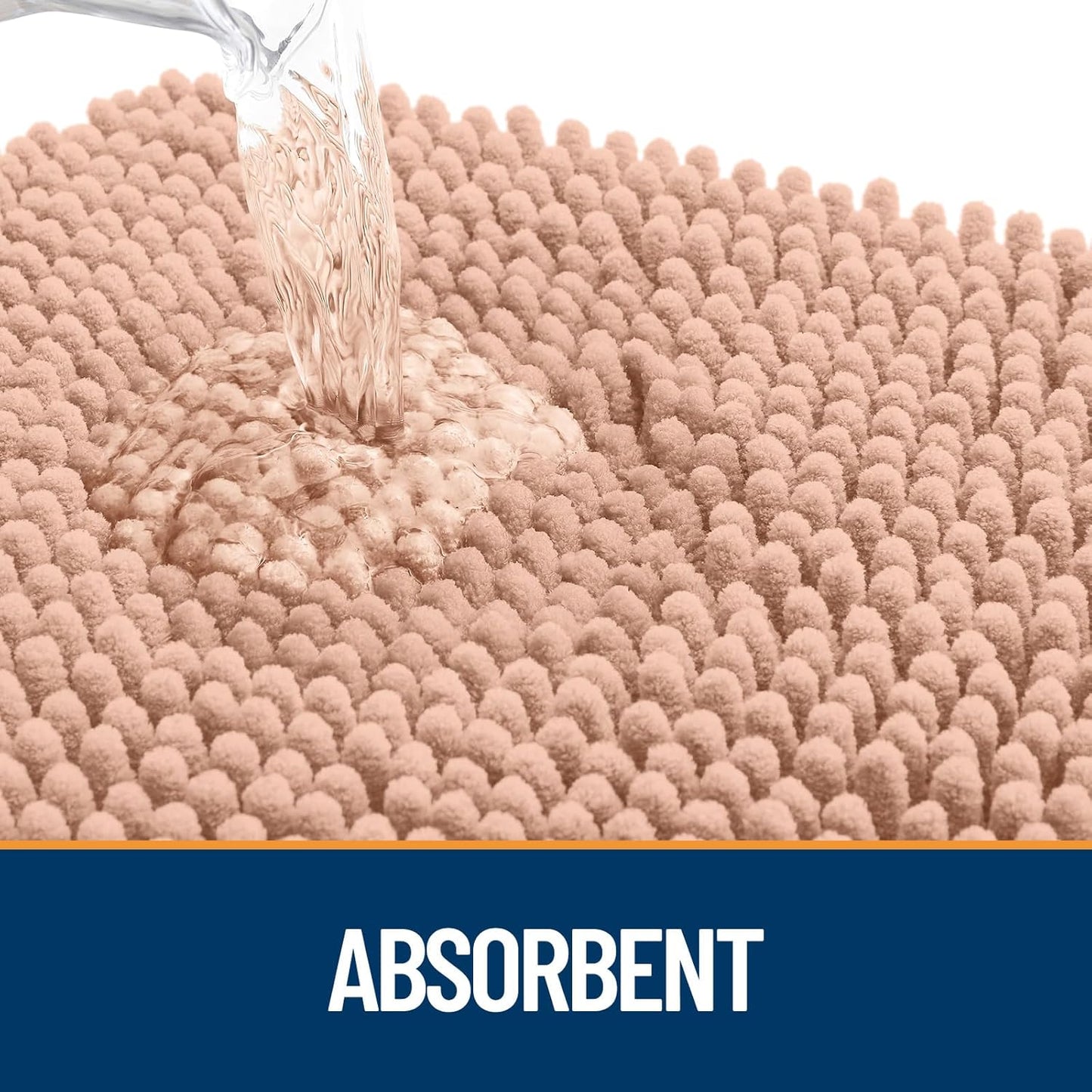 OLANLY Dog Door Mat - Absorbent Non-Slip Chenille for Muddy Paws | 40x24 Inches, Quick Dry, Peach