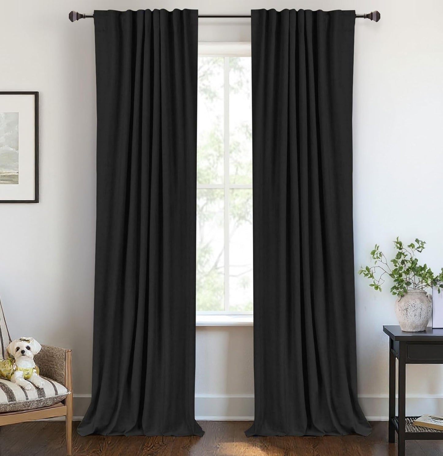 Skiennix Blackout Curtains - 100% Blackout Thermal Insulated Drapes | 72" Long, 50" W, Black, 2 Panels Set