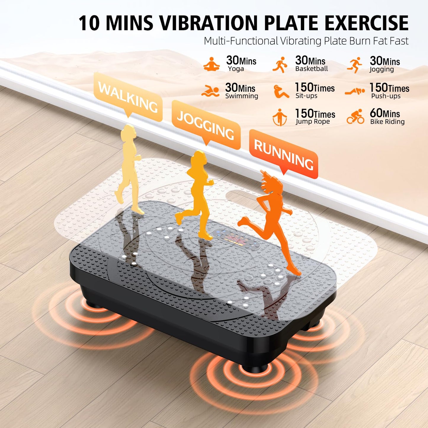 OVANZA Vibration Fitness Plate Exercise Machine, Professional Automatic Mode Full-Body, Promotes Lymphatic Circulation, Burns Fat & Weight Loss, Home Fitness Equipment - 330 LBS for Women and Men