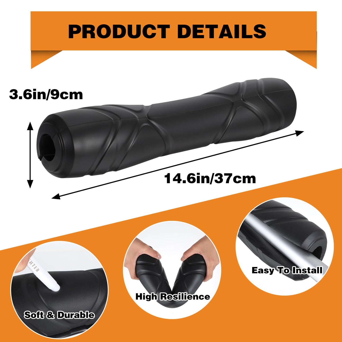 Rubber Barbell Pad, Squat Pad, Hip Thrust Pads, Neck Shoulder Protective Pads For Lunges, Squats And Hip Thrust Fit Standard Bar (Black)