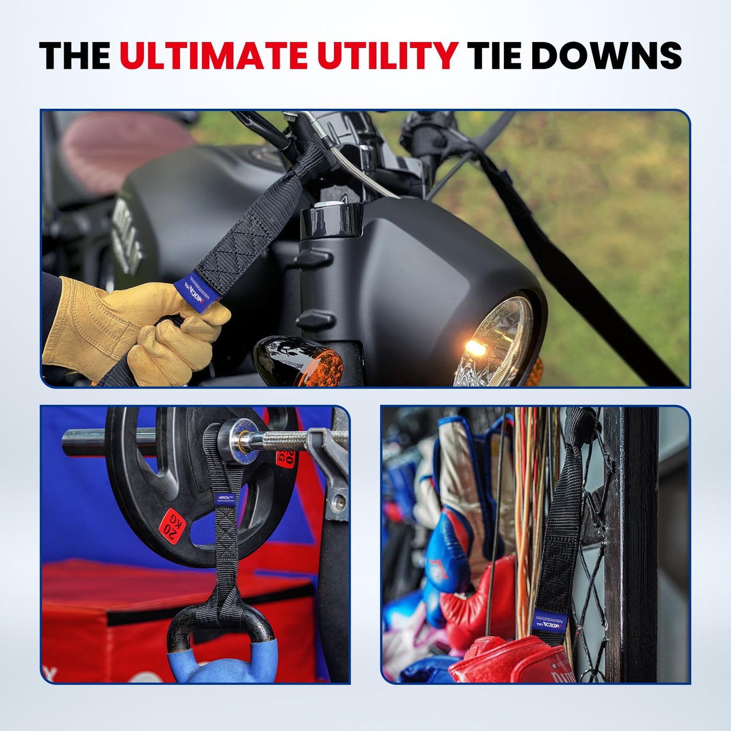 MOCA 8-Pack Soft Loop Tie Down Straps 12000 Lbs Breaking Strength 1.6 x 17 inches, Heavy Duty Tie Down Loops for Secure Trailering of Kayak, Motorcycles, ATV, UTV (8 Pieces, Black)