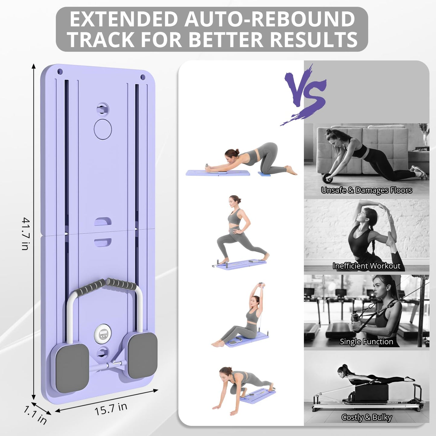 JANUA Pilates Board - Pilates Reformer Set, Multi-Purpose Foldable Pilates Reformer Board for Home, 5 in 1 Pilates Sliding Board