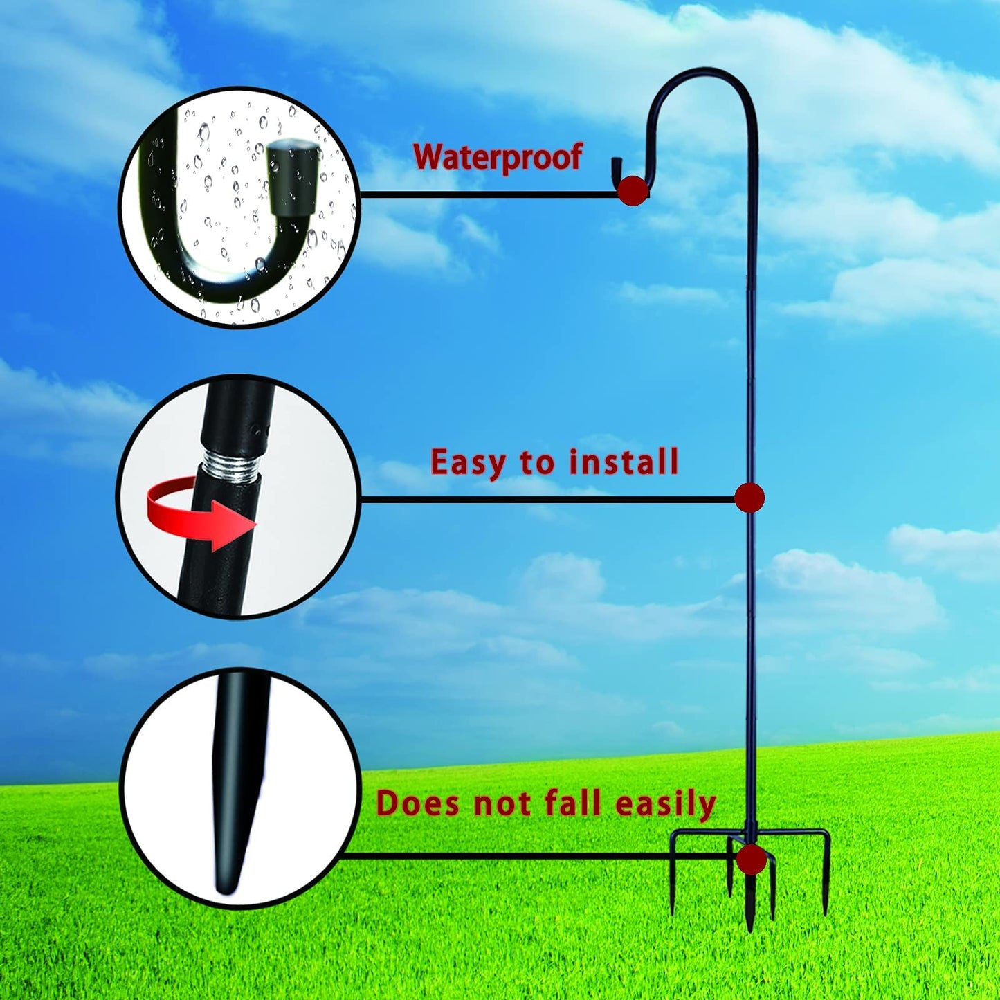 Ottsuls Shepherd-Hooks 60" Adjustable for Bird-Feeder Lantern Plant-Hook Garden-Stake - Plant Stand Hanger for Outdoor Flower Basket, Bird Feeder Hanger Weddings Decor (2 Pack)