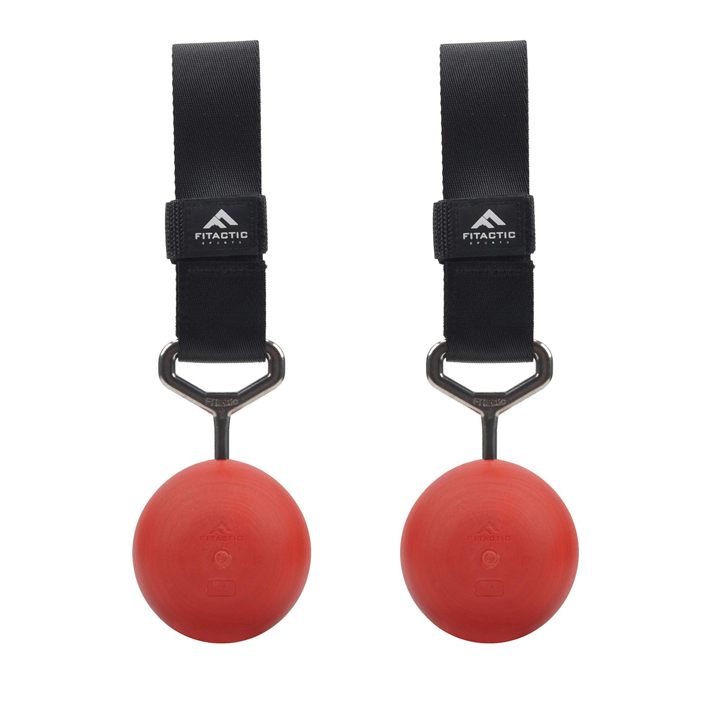 FITactic 3 Inches Rock Climbing Solid Training Cannonball Bomb Power Pull Up Ball Hold Grips for Straps for Finger, Forearm, Biceps, Back Muscles, Sports, Race (2 Balls, Red 3")