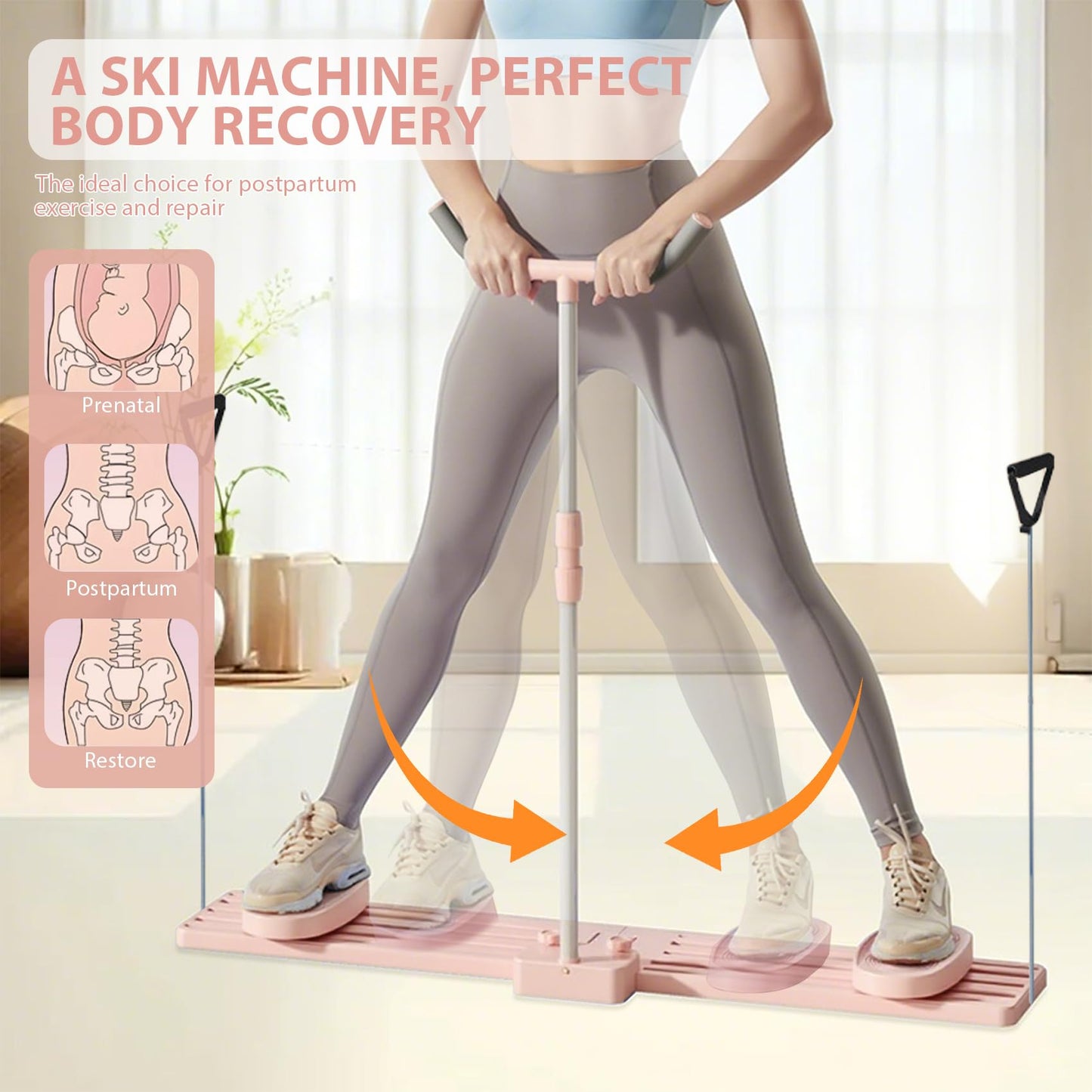 Ski Machine Simulated Ski Trainer With Non-Slip Pedal & Adjustable Armrests, Leg Ski Machines Exercise Equipment Multi Functional Ski Machine Leg Beautifier, Hip Trainer, Pelvic Floor Trainer For Home