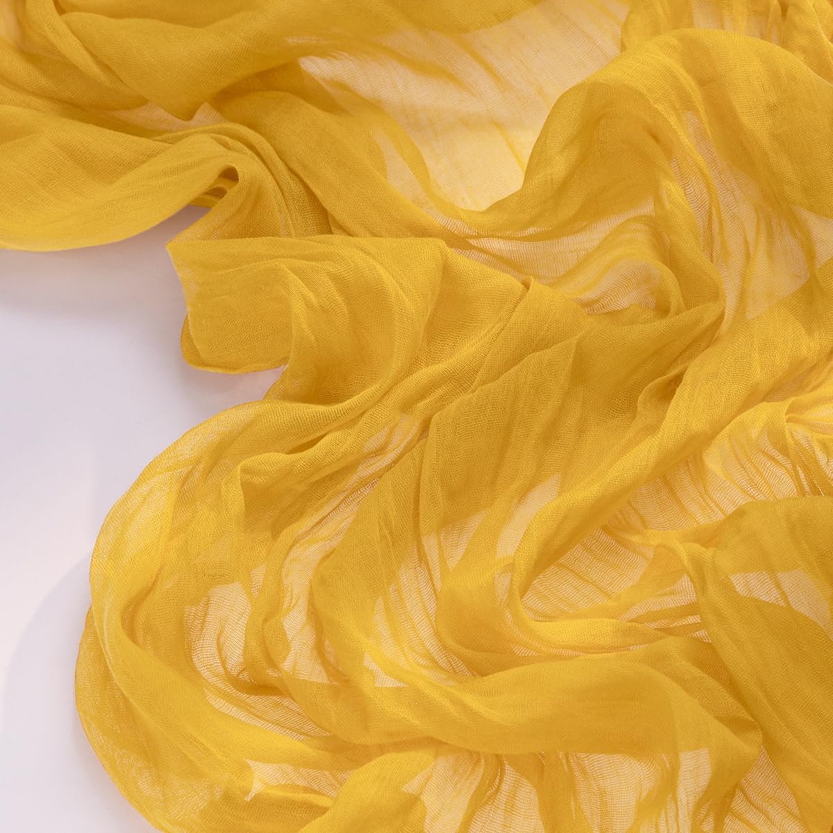 Socomi Cheesecloth Table Runner - 6pcs Gold Yellow Boho Rustic 120 Inch for Weddings & Events