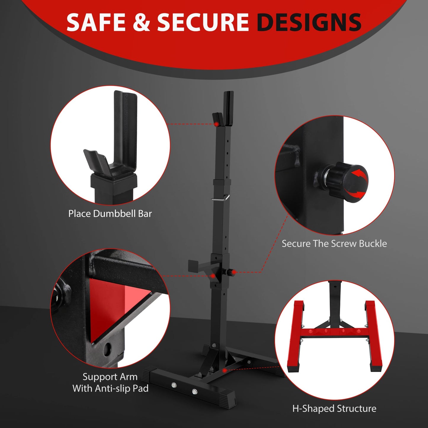 F2C Max Load 550Lbs Pair of Adjustable Squat Rack 41"-66" Sturdy Steel Barbell Rack Free Bench Press Stands GYM/Home Gym Portable Dumbbell Racks Stands