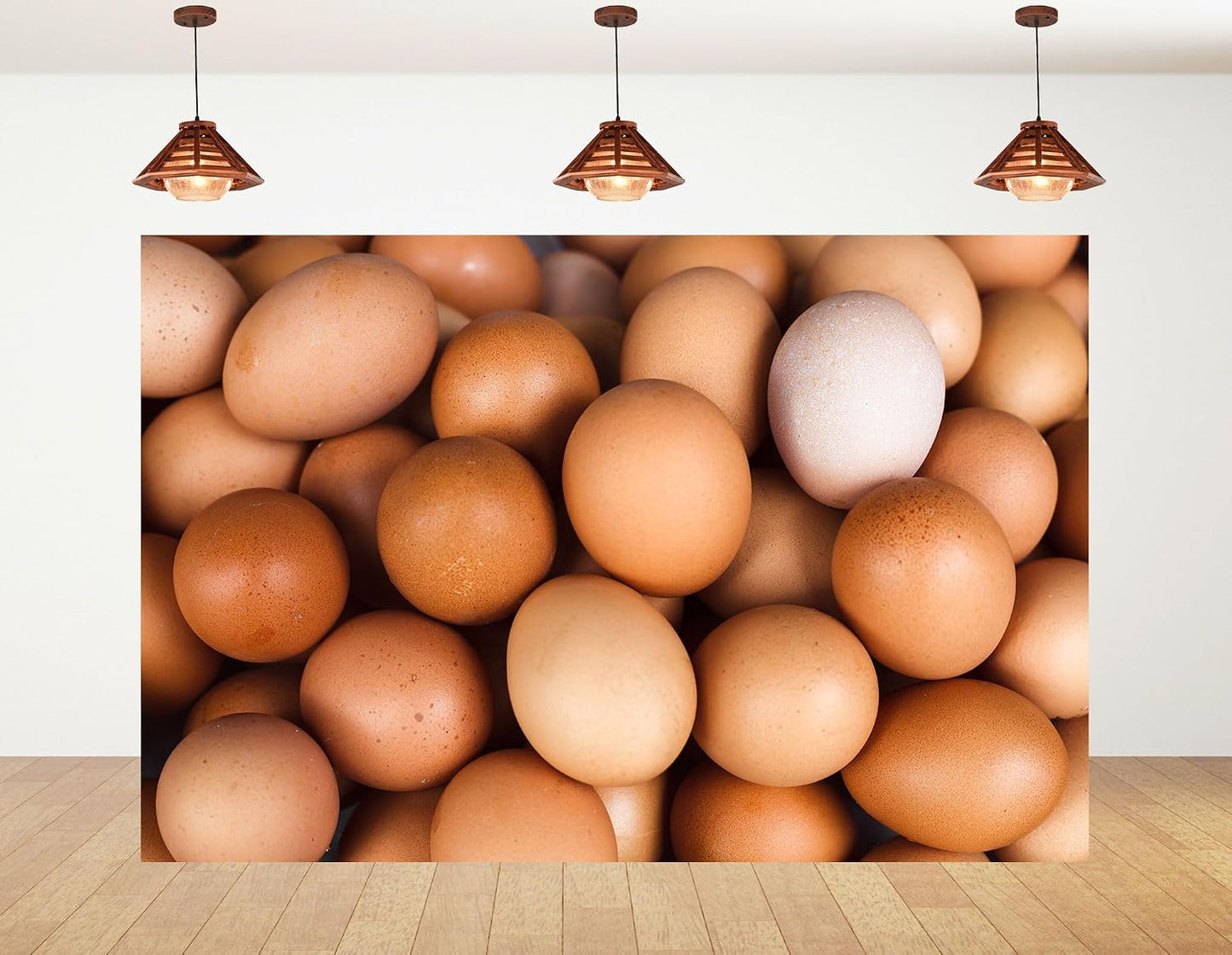 KeyWork 9x9ft Brown Egg Backdrop Farm Produce Photography Background for Party Rustic Farmhouse Themed Events