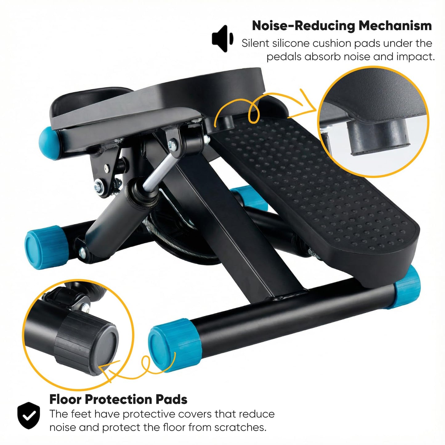 Aidoly Stair Stepper with Resistance Bands for Home Exercise, Mini Stepper Machine for Indoor Fitness, Portable Home Gym Stepper for Full Body Workout, 300LBS Capacity, Black and Blue