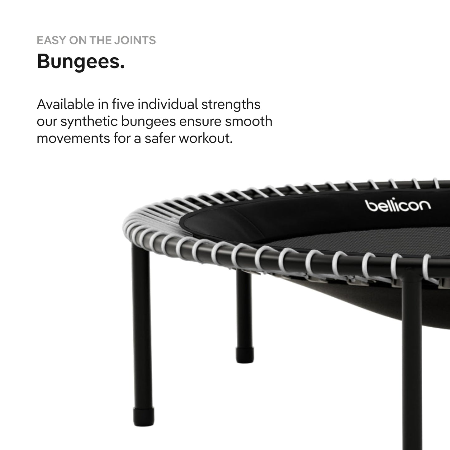 bellicon Mini Trampoline 44'' (Rainbow) | Bungee Suspension up to 330 lbs | Indoor Fitness Rebounder for Adults | Screw-in Legs