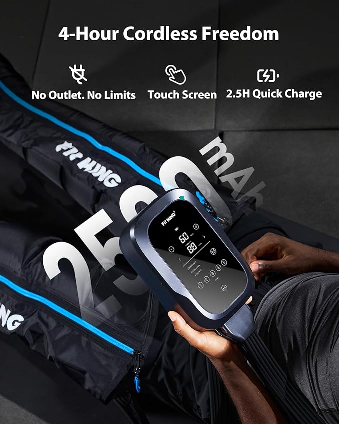 FIT KING Upgraded Leg Massager Recovery Boots, Professional Air Compression Recovery System for Circulation & Fast Athlete Recovery, Cordless Rechargeable Compression Boots (Large)