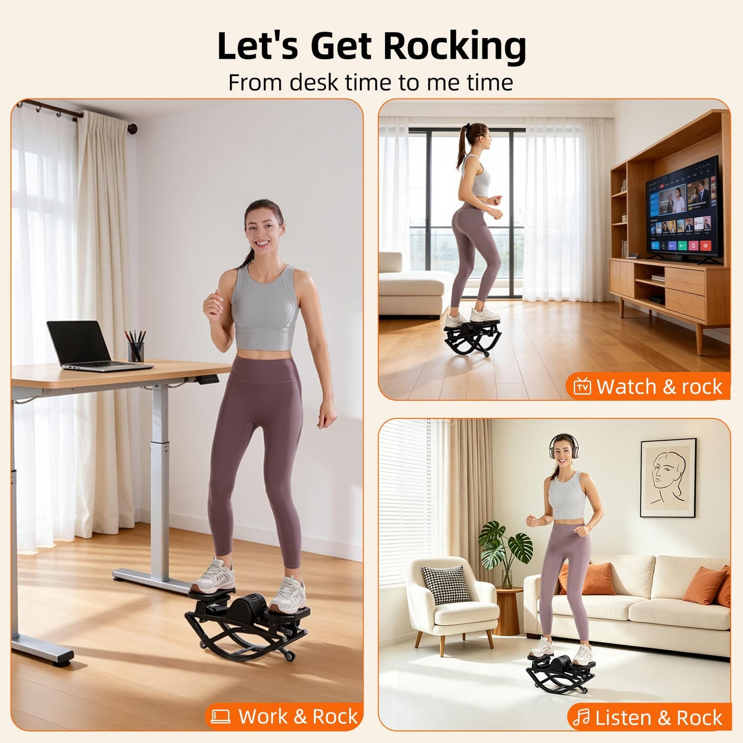 The Rock Stepper Side to Side, U-Shaped Low-Impact Mini Stepper, Quiet Lateral Rocking Step Machine, Compact Stair Stepper for Home Workout & Leg Glutes Exercise
