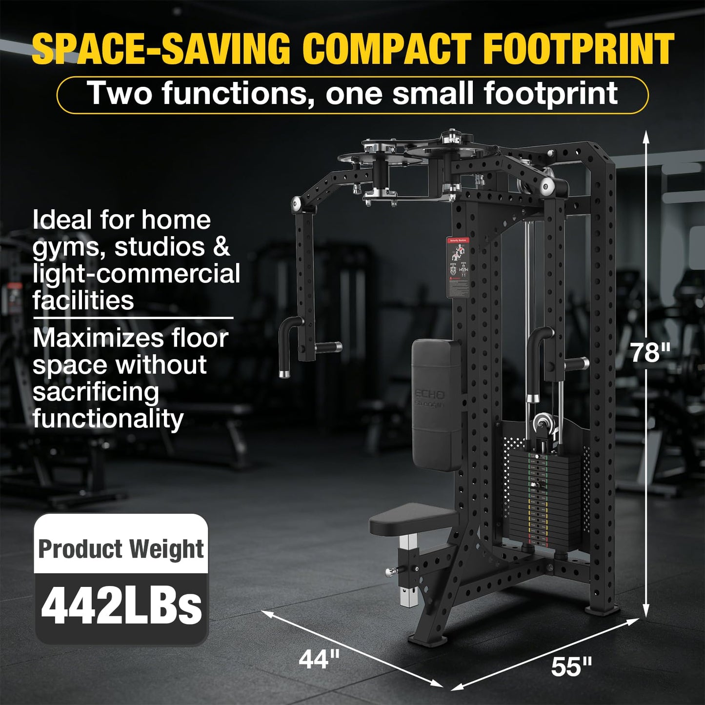 PEC Deck Rear Delt Fly Machine - Dual Function Chest & Rear Delt Strength Trainer, 220 lbs Weight Stack, Adjustable Seat & Handles for Home Gym or Commercial Use