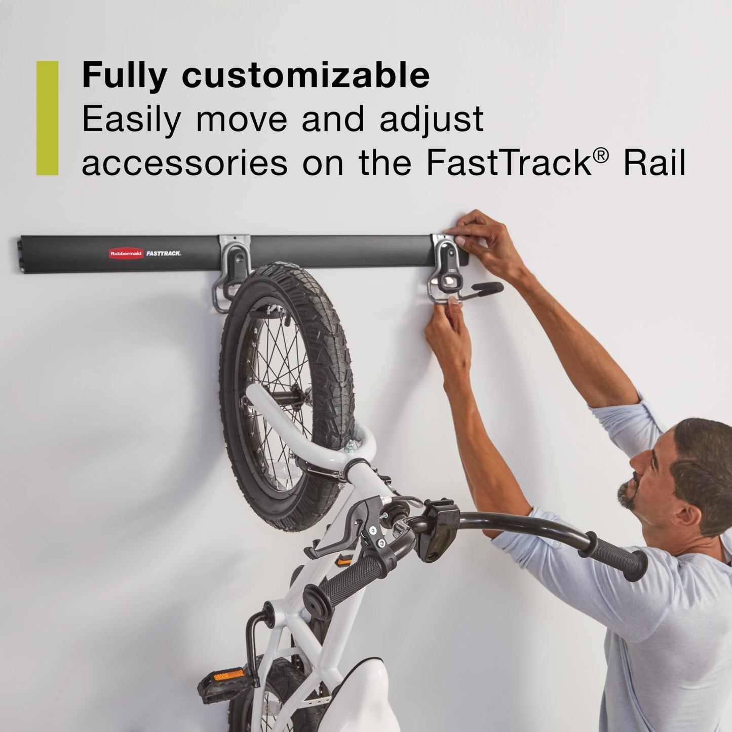 Rubbermaid FastTrack Wall Mounted Storage and Organization System Rail Horizontal 48" 2-Pack Holds up to 1750 pounds Each Rail for Home/Garage Storage and Organization