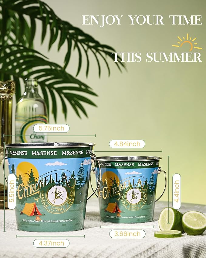 Citronella Candles Outdoor, 110 Hours Burn Natural Citronella Oil Soy Candle for Patio Camping, 19.4oz Large Long Lasting Lemongrass Summer Candles for Indoor Home Scented