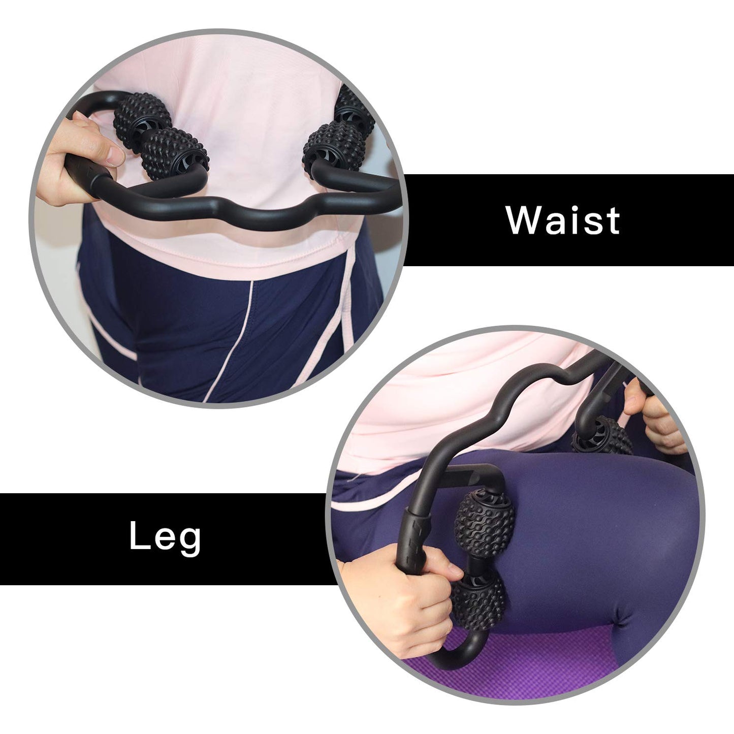 MZDXJ Cellulite Massage Tool Muscle Roller - Deep Fascia Massager & Dimpled Skin Remover for Legs, Thighs & Buttocks - Anti-Cellulite Roller, Smooth Skin, Pain Reliefs Black（Black - 4 Wheel）