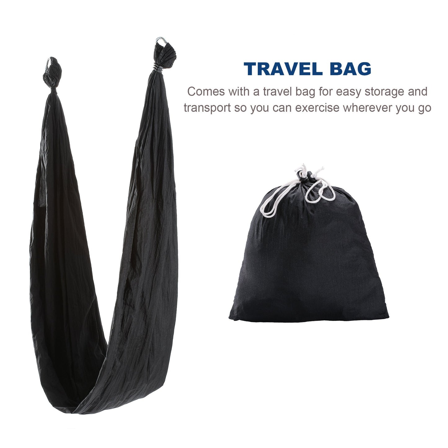 CO-Z Aerial Yoga Swing Hammock | Trapeze Set with Ceiling and Door Mounts, Hanging Straps, Hanging Kits | Silk Bodyfly Yoga Inversion Swing | Air Flying Swing for Aerial Exercise, Black