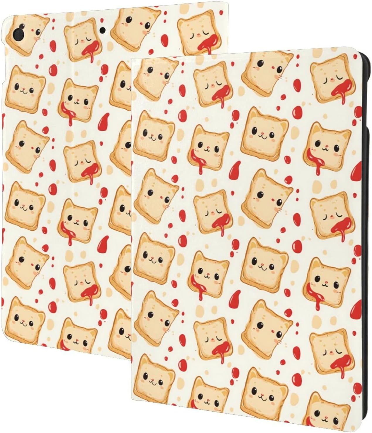 TZTTZT 9th/8th/7th 10.2 Inch, Cute Ketchup Bread Print Compatible with ipad Generation Case Cover, Tablet Cases