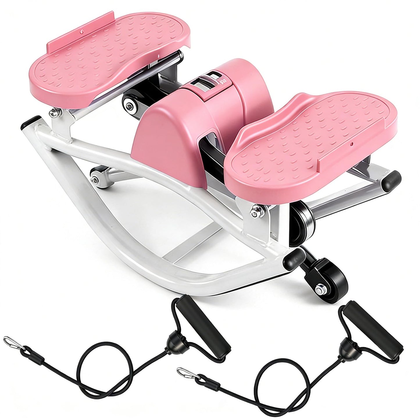 Lukoca Rock Fitness Stepper for Exercise at Home, Motion Stair Stepper with Resistance Bands for Full Body Workout, Aerobic Workout Machine Fitness Equipment (Pink)