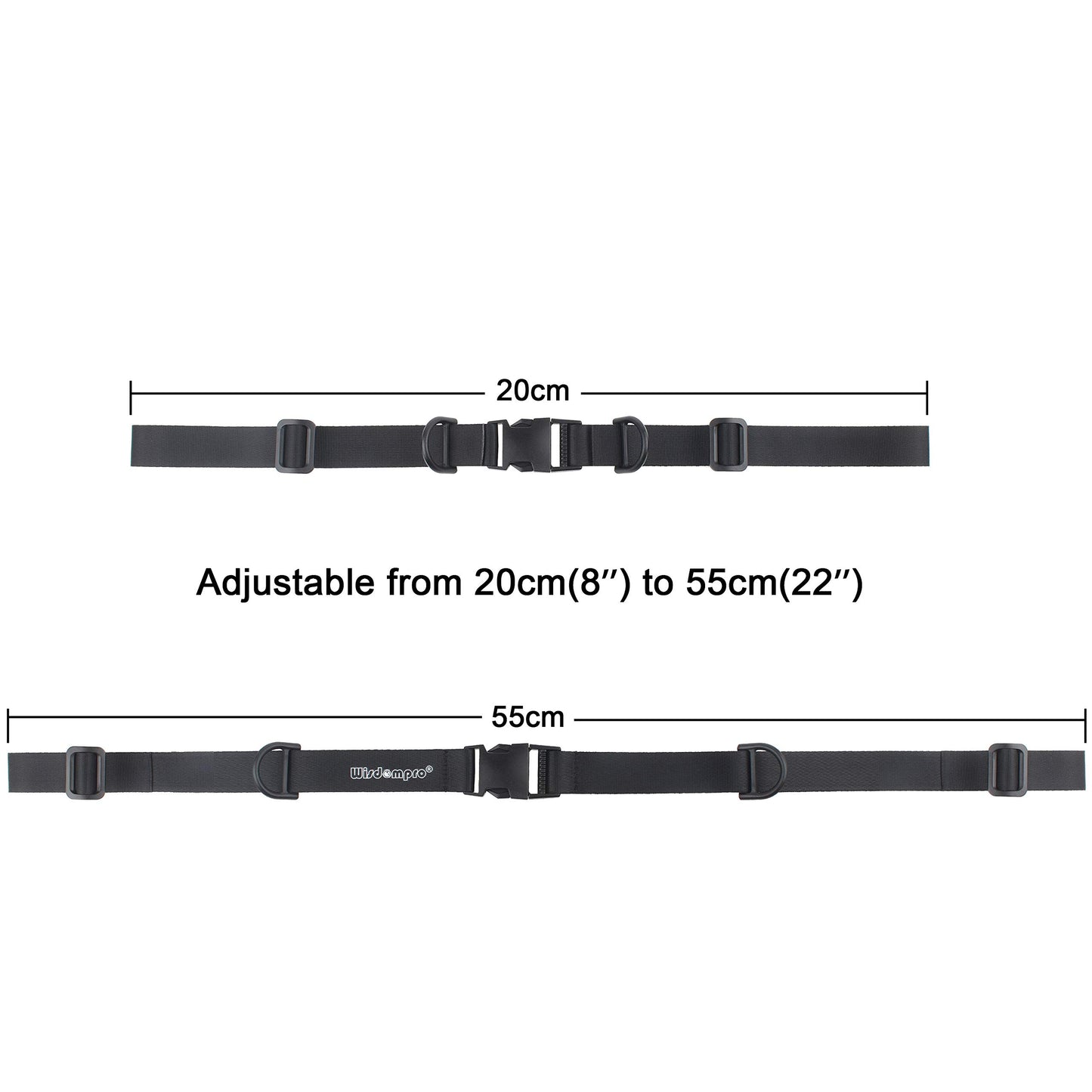 Wisdompro Backpack Chest Strap, Heavy Duty Adjustable Backpack Sternum Strap Chest Belt with Quick Release Buckle for Hiking and Jogging - with Slide Locks (Black)