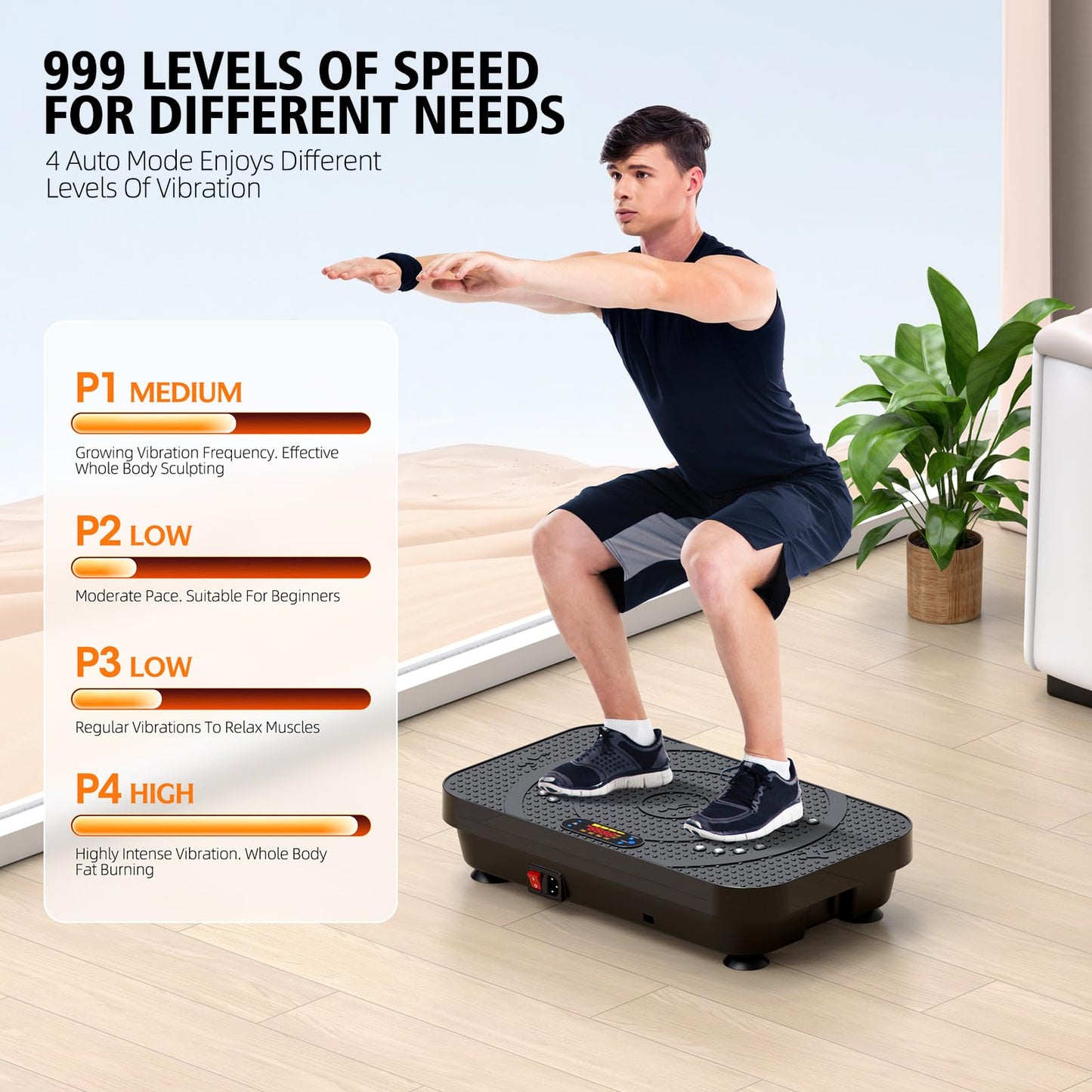 OVANZA Vibration Fitness Plate Exercise Machine, Professional Automatic Mode Full-Body, Promotes Lymphatic Circulation, Burns Fat & Weight Loss, Home Fitness Equipment - 330 LBS for Women and Men