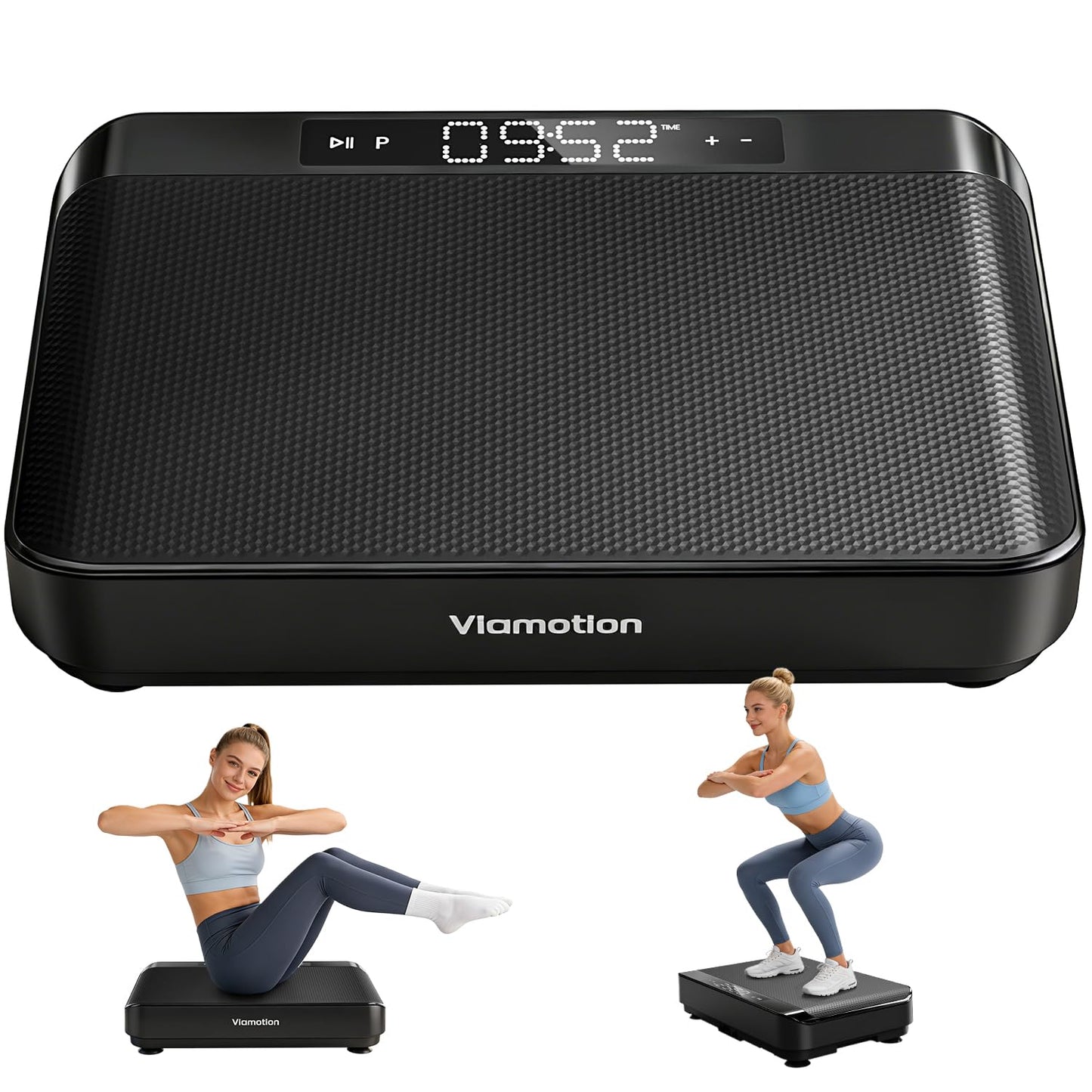 Viamotion Vibration Plate Exercise Machine, Full Body Vibrating Platform for Lymphatic Drainage Weight Loss, 99 Levels Shake Plate with LED Display for Women, Black