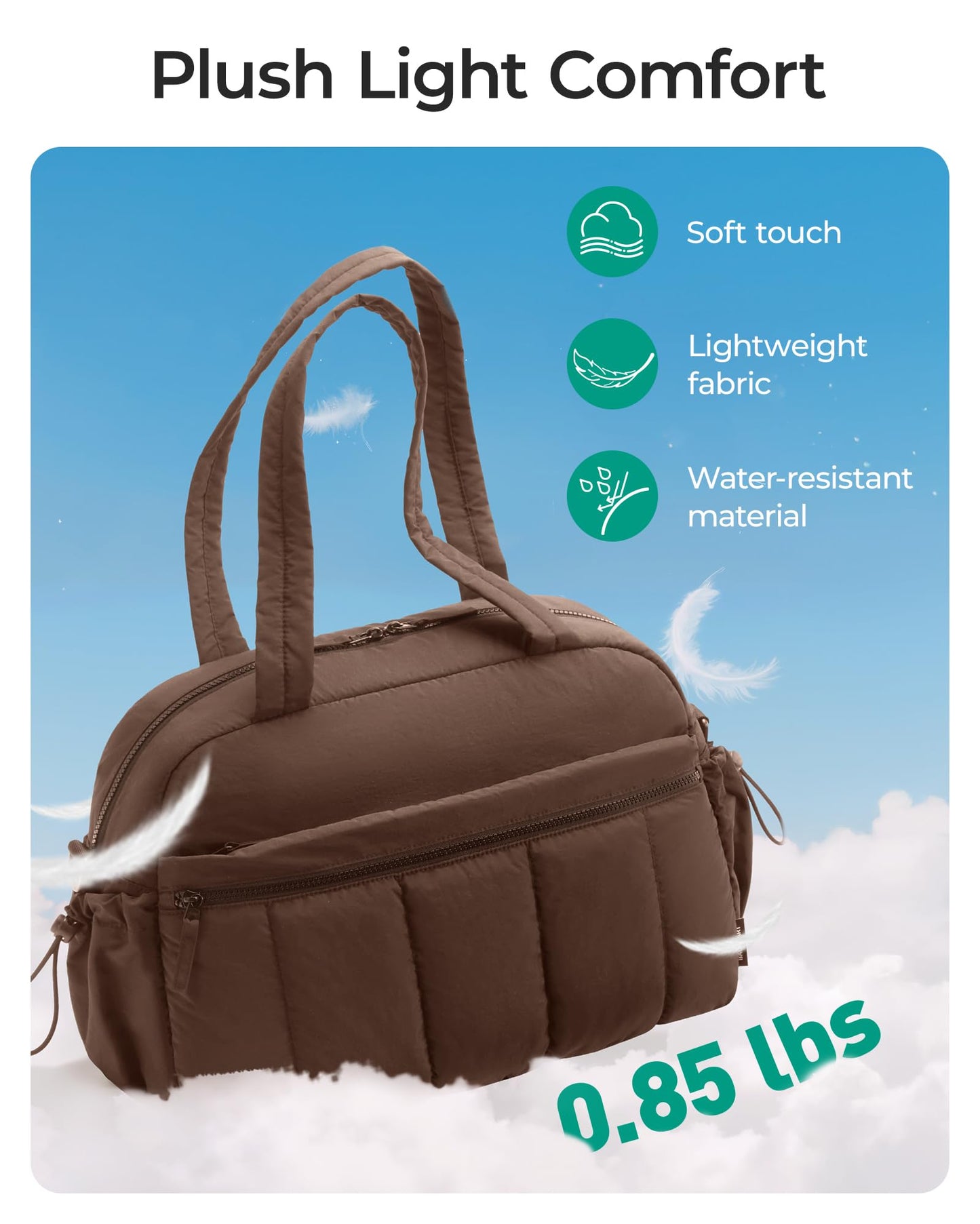 BAGSMART Gym Bag for Women, Duffle Bag for Travel with Wet Pocket, Lightweight Carry on Weekender Duffel, Water Resistant, Chocolate