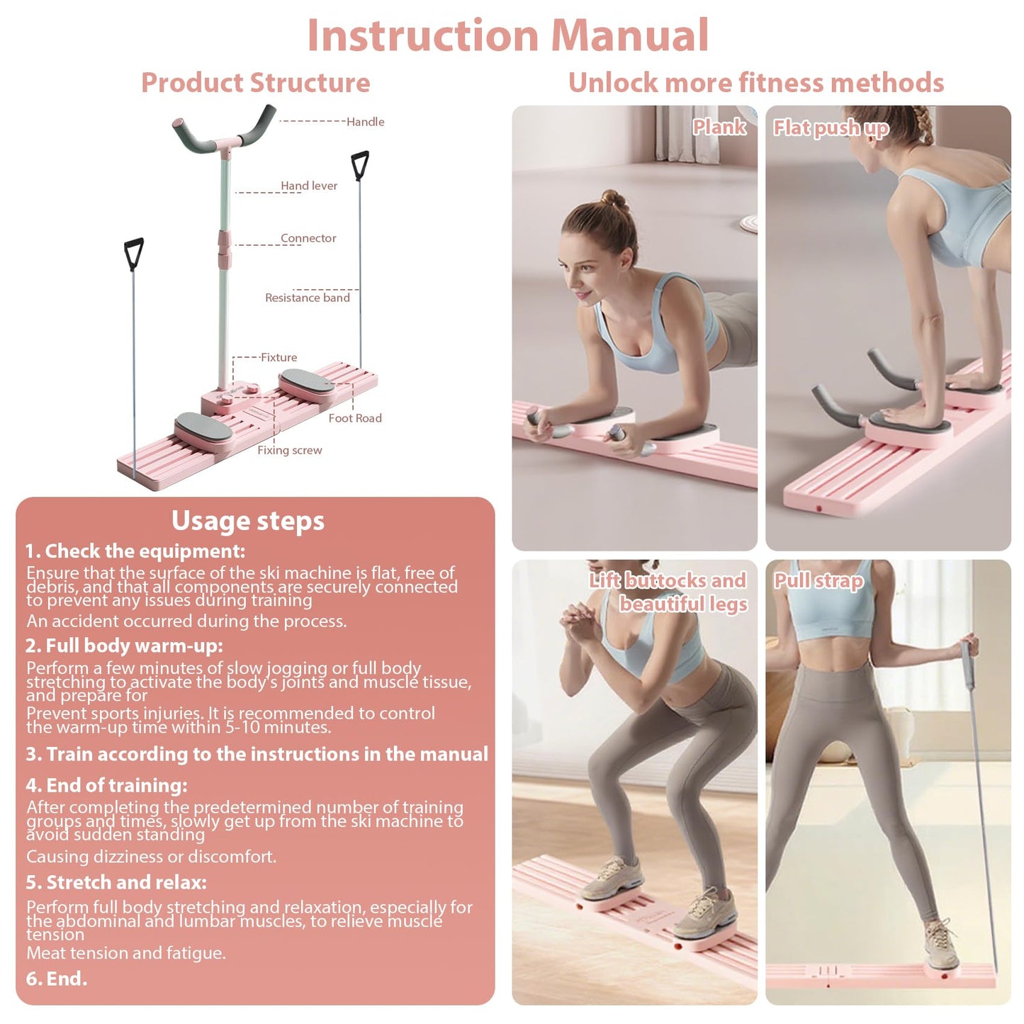 Ski Machine Simulated Ski Trainer With Non-Slip Pedal & Adjustable Armrests, Leg Ski Machines Exercise Equipment Multi Functional Ski Machine Leg Beautifier, Hip Trainer, Pelvic Floor Trainer For Home
