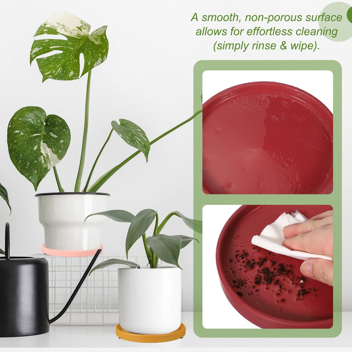 YELARXI 6.7 Inch Ceramic Plant Saucers, Round Flower Planter Water Trays Ceramic Plant Saucer Pot Tray -Fitting for (Outdoor/Indoors/Garden/Planting/Water/Flower/Coffee) Gold